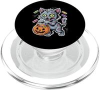 Halloween Zombie Cat With Pumpkin And Trick Or Treat Candy PopSockets PopGrip for MagSafe