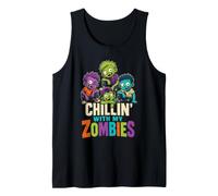 Halloween Zombie Chillin' with My Zombies Kids Funny Tank Top