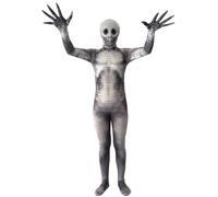 Halloween Zombie Costume Onesie Mummy Death Costume Set with Removable Scary Zombine Mask Skeleton Print Jumpsuit Catsuit Bodysuit Halloween Party Costume Parent-Child Cosplay Fancy Dress
