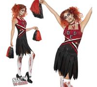 Zombie Adult Ladies High School Horror Halloween Fancy Dress Costume + Pom Poms