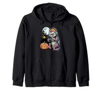 Halloween Zombie Ferret Gamer Haunted Castle Video Gaming Zip Hoodie