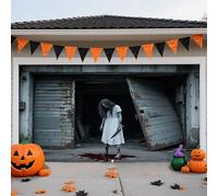 Halloween Zombie Garage Door Cover, Large Horror Garage Door Decorations Backdrop, Spooky Wall Background for Halloween Party Home Yard Haunted House Decoration(F,16x7FT)
