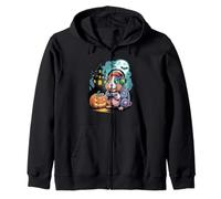 Halloween Zombie Guinea Pig Gamer Haunted Castle Gaming Zip Hoodie