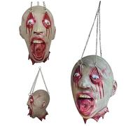 Halloween Zombie Head Hanging Realistic Scary Head Prop Pendant Bloody Dead Body Parts Decor for Halloween Party Haunted House
