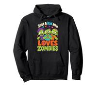 Halloween Zombie Just A Kid Who Loves Zombies Kids Pullover Hoodie