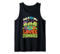 Halloween Zombie Just A Kid Who Loves Zombies Kids Tank Top