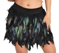 Halloweencostumes Halloween Costumes for Womens Easter Feather Tutu Skirt Short Skirt Bottom Skirts Luxurious Three-Dimensional Peacock Feather Stage Wear Irregular Skirts Family Party Black