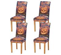 Halloweenpumpkin Red Dining Chair Covers Set of 4 Spandex Stretch Parson Chair Covers for Home Banquet