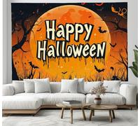 Halloweenss pattern Text, full moon Tapestry 100x150cm Halloween Hanging Party Supplie Decoration for Bedroom Wall Picnic Sheets