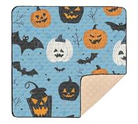Hallowmas All Saints' Day Pattern Blue Large Non-Slip Baby Play Mat for Floor 1-Piecing Tummy Time Activity Mat for Baby Toddler Infant, 50'' x 50''
