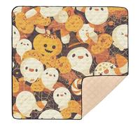 Hallowmas Monsters Orange Cute Foldable Baby Activity Play Mat for Floor Non-Toxic Tummy Time Activity Mat for Babies Infants Toddlers, 50'' x 50''
