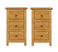 Hallowood Furniture Aston 3 Drawer Small Bedside Table (Pair)