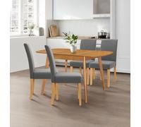 Hallowood Furniture Aston Butterfly Extending Table With 4 Straight Back Grey Fabric Chairs