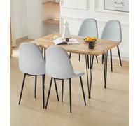 Hallowood Furniture Cullompton Large Dining Table 120Cm With 4 Silver Grey Chairs