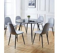 Hallowood Furniture Cullompton Large Round Black Dining Table (1.2M) With 6 Chairs (Cha502-Sgy)