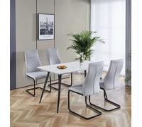 Hallowood Furniture Cullompton Rectangular Dining Table 120Cm With 4 High Back Chairs