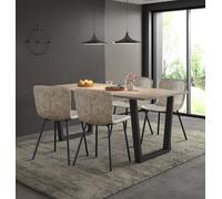Hallowood Furniture Dudley 180Cm Dining Table Set With 4 Taupe Faux Leather Chairs