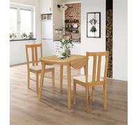 Hallowood Furniture Ledbury Light Oak Drop Leaf Round Dining Table With 2 Light Oak Chairs
