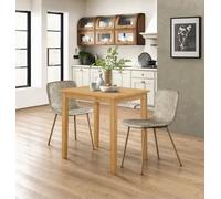 Dining Set, Small Solid Wood Kitchen Table & 2 Taupe Faux Leather Dining Chairs