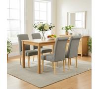 Hallowood Furniture Waverly Light Oak Small Dining Table (120X70Cm) With 4 Roll Top Linen Fabric Chairs In Grey