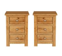 Hallowood Furniture Waverly Oak 3 Drawer Bedside Table (Pair)