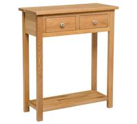 Hallowood Furniture Waverly Oak Console Table with 2 Drawers, Solid Wooden Light Oak Slim Console Table with Lower Shelf, Hallway or Living Room Furniture Ideal as Telephone or Lamp Stand