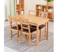 Hallowood Furniture Waverly Oak Dining Table (Tab1200) Set With 4 Small Ladder Back Chairs (Brown Seat)