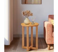Hallowood Furniture Waverly Oak Round Side Table, Solid Wood Bedside Table, Light Oak Lamp Table, Occasional Table, Small Plant Table, Sofa Table for