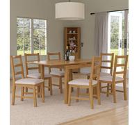 Hallowood Furniture Waverly Small Extending Table With 6 Ladder Back Oak Chairs With Beige Fabric Seats