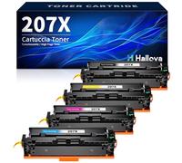 Halloya 207X Compatible for HP 207X 207A Toner Cartridges Multipack for HP Color Laserjet Pro MFP M283fdw Toner Cartridges M255dw M255nw M283fdn M283cdw 207X (4 Pack, With Original-Chip)