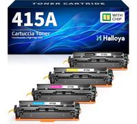 Halloya 415A 415 Compatible Toner with Chip for HP 415A 415 A 415X (Black Cyan Magenta Yellow) as Replacement for Laserjet Pro MFP M479fdw M479fdn M479fdw M454dw M454dn (W2030A W2031A W2032A W2032A