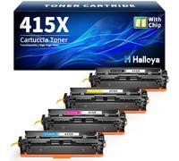 Halloya 415X with Chip Compatible with HP 415X 415A for HP Color Laserjet Pro MFP M479fdw Toner M479dw M454dw M454dn M479fdn M479fnw M480f W2030X W2031X W2032X W2033X (4-pack Black Cyan Cyan Yellow