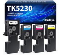 Halloya TK5230 Compatible with Kyocera TK-5230 TK 5230 for ECOSYS M5521Cdw M5521Cdn P5021Cdn P5021Cdw P5021 M5521 TK-5230K TK-5230C TK-5230Y TK-523 0m (4 pack)