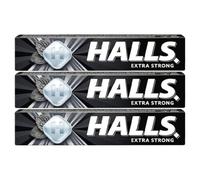 Halls Menthol Action Extra Strong Lozenges 32g x 3, Maximum Cooling Relief Sweets for Throat & Nasal Passages, Fresh Breath with Welari Thank You Card | (3 Pack)