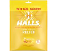 Halls Relief Honey Lemon Cough Drops, Value Pack, 140 Drops