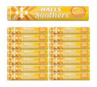 Halls Soothers Honey & Lemon 10 Lozenges x 15 Real Fruit Juice Centre Sweets for Sore Throat Relief with Welari Thank You Card | (15pack)