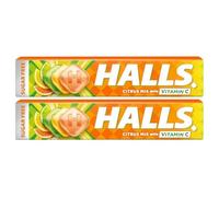 Halls Sugar-Free Menthol Action Lozenges Citrus 32g x 2, Refreshing Cooling Relief for Throat & Nasal Passages, Fresh Flavour Sweets with Welari Thank You Card | (2 Pack)