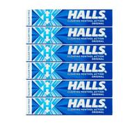 Halls Sugar-Free Menthol Lozenges Original 32g x 6, Clearing Action Sweets for Soothing Throat, Fresh Breath & Cooling Relief with Welari Thank You Card | (6 Pack)