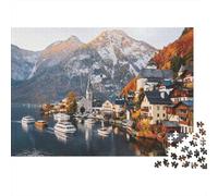 Hallstatt Austria Jigsaw Puzzle 1000 Pieces Recycled Paper Alpine Town Jigsaw Puzzles Educational Game Challenge Fun Family Game for Adults And Age 10 70x50cm/1000pcs