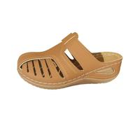 Hallux Shoes Women's Red Slope with Roman Hundred with Slope Heel Raise Hollow Round Thick Sole Slippers Platform Shoes Women Black, brown, 8.5 UK