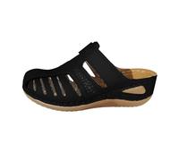 Hallux Shoes Women's Red Slope with Roman Hundred with Slope Heel Raise Hollow Round Thick Sole Slippers Platform Shoes Women Black, black, 7 UK