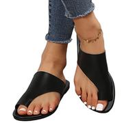 Hallux Valgus Womens Beach Sandals,Spring Casual Big Toe Foot Correction Slippers,Summer Lightweight Non-Slip Orthopedic Bunion Flip Flops,for Walking/Outdoor Travel (Color : Black, Size : 6 UK)