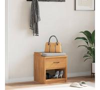 Hallway Bench Acacia Finish Solid Pinewood 45x40x50 cm Storage w/Drawer Open Top