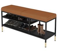 Hallway Bench Shoe Bench, 2 Tier Free Standing Shoe Rack, Shoe Storage Stool, with Padded Seat Cushion, for Living Room, Bedroom, Hallway