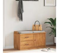 Hallway Bench Solid Pinewood Acacia Finish 87x40x50 cm Storage Seat w/2 Drawers