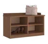 Hallway bench solid pinewood walnut 87x40x50 cm with acacia-look finish storage