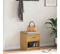 Hallway bench solid pinewood walnut finish 45x40x50 cm with shelf & drawer seat