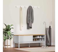 Hallway Bench White 115x40x45cm Solid Pine Wood Storage Seat with Shelf Durable