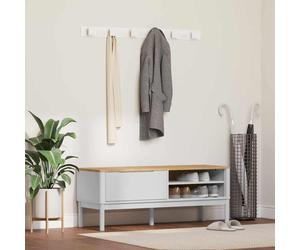 Hallway Bench White 115x40x45cm Solid Pine Wood Storage Seat with Shelf Durable