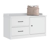 Hallway Bench White 87x40x50cm Solid Pine & Engineered Wood 1 Compartment Seat.